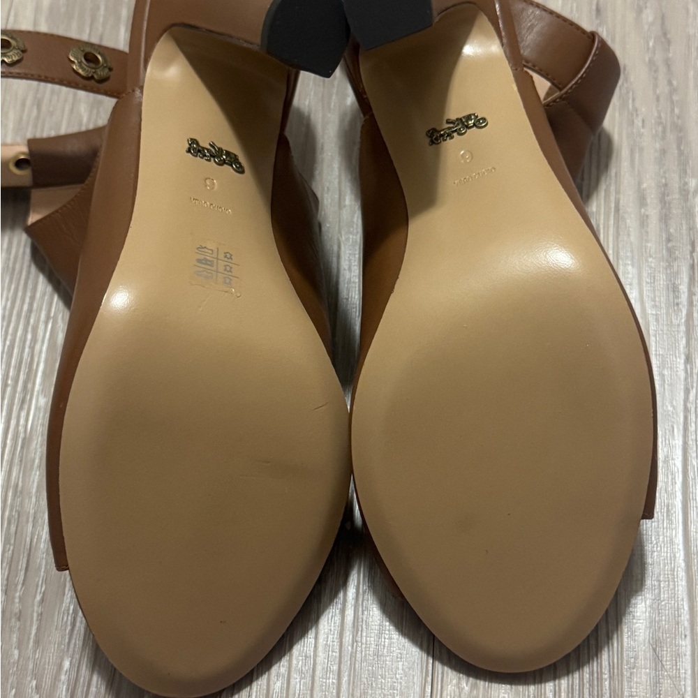 Coach Brown Open-Toe Heels - Picture 3 of 4